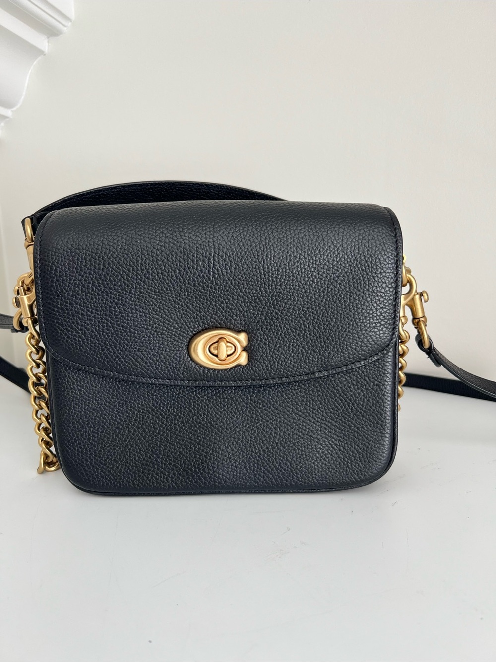 Coach Black Pebbled Leather Shoulder Bag with Gold Hardware - Picture 15 of 15